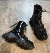 画像3:  women's  Lace-up chunky sole Middle boots   ミドル 丈チャンキーソールレースアップブーツレザーブーツ　マーティンブーツ  (3)