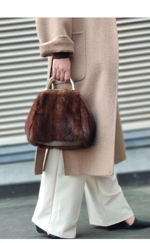 画像5: Real mink fur tote bag リアルミンクファー半月ハンドルトートバック (5)