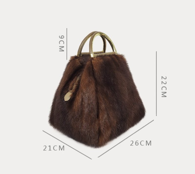 画像9: Real mink fur tote bag リアルミンクファー半月ハンドルトートバック (9)