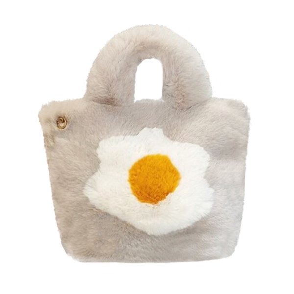 画像1:  omelette cute plush fur tote shoulder 2WAYbag　ファーエッグフライトートショルダーバック (1)