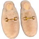 画像1: Women's Fur Moccasin Bit loafers shoes ファー付き ビット ローファー モカシン  (1)