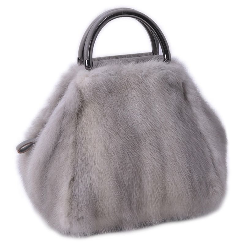 画像12: Real mink fur tote bag リアルミンクファー半月ハンドルトートバック (12)