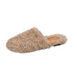 画像1: Women wool roll lazy flat bottom social Baotou half slippers　ウールロールレイジーフラットボトムソーシャルバオトウハーフスリッパ (1)