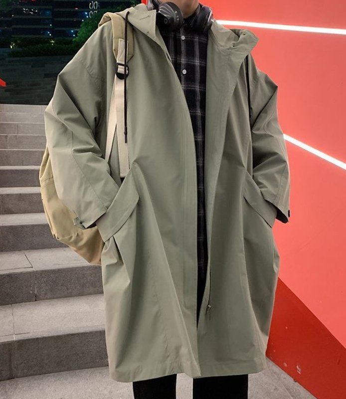 画像2: mid-length Hoody coat jacket   　 ミドル丈フーディーコートジャケット ブルゾン 男女兼用 (2)