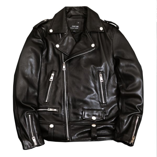 画像1: Sheep Leather Motorcycles Riders jacket Blouson  　シープスキン モーターサイクル バイカージャケット　ライダースジャケット (1)