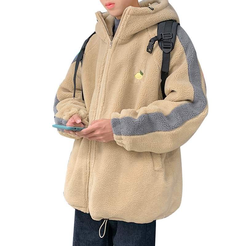 画像2:  lamb wool oversize loose jacket blouson Men's and Women's  オーバーサイズフリース ジャケット ブルゾンユニセックス 男女兼用  (2)