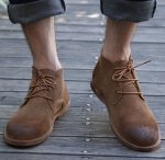 画像13:  men's leather  short boots Desert boots　メンズ ブリティッシュレースアップデザートブーツ スエード  (13)