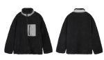 画像4:  lamb wool stand-up collar oversize loose jacket blouson Men's and Women's　 オーバーサイズフリースラムウール スタンドアップジャケット ブルゾンユニセックス 男女兼用  (4)