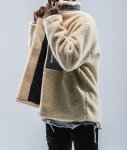 画像9:  lamb wool stand-up collar oversize loose jacket blouson Men's and Women's　 オーバーサイズフリースラムウール スタンドアップジャケット ブルゾンユニセックス 男女兼用  (9)