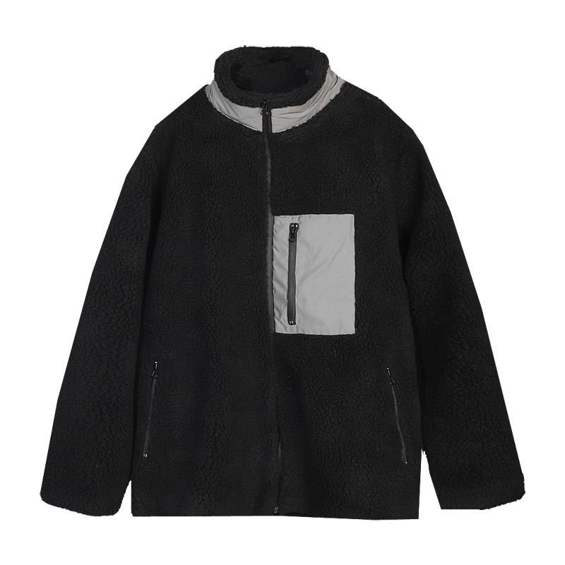 画像6:  lamb wool stand-up collar oversize loose jacket blouson Men's and Women's　 オーバーサイズフリースラムウール スタンドアップジャケット ブルゾンユニセックス 男女兼用  (6)