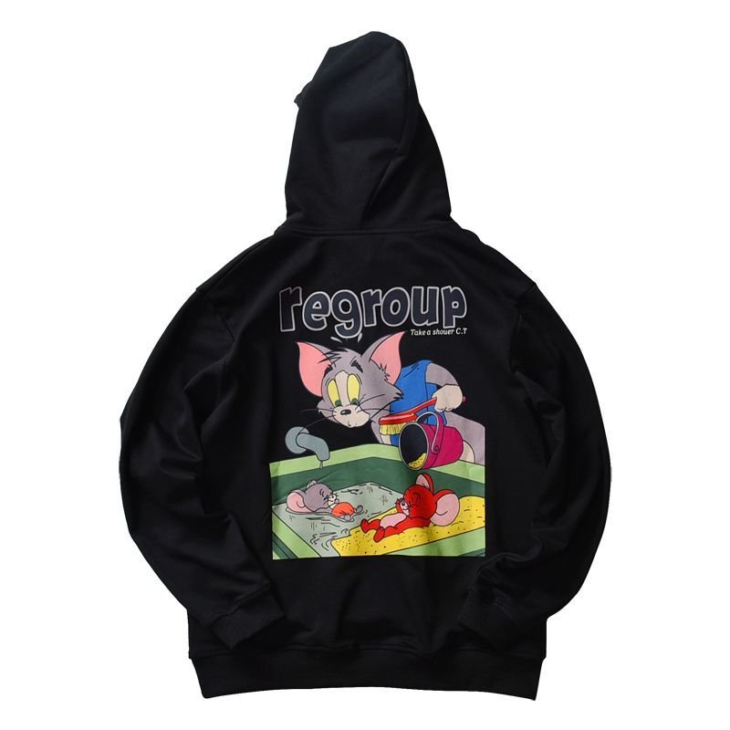 画像2: Tom and Jerry back print  hoodie Sweat Pullover Unisex  　トム＆ジェリー　トムとジェリーバックプリントパーカー  スウェットプルオーバー トレーナー  ユニセックス 男女兼用 (2)