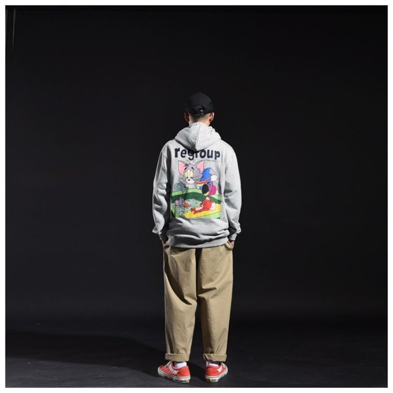 画像5: Tom and Jerry back print  hoodie Sweat Pullover Unisex  　トム＆ジェリー　トムとジェリーバックプリントパーカー  スウェットプルオーバー トレーナー  ユニセックス 男女兼用 (5)