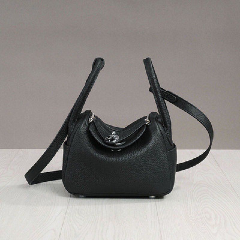 画像3: Real Leather 2way Boston Bag リアルレザー 本革 ボストン ハンドル ミニ トート バッグ   (3)