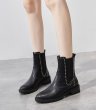 画像6:  women's Middle Leather boots with side goats  ミドル サイドゴアスタッズ付きレザーブーツ　マーティンブーツ  (6)