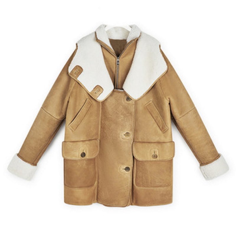 画像1: Oversized Shearling Coat 男女兼用 オーバーサイズ シアリング リアル ムートン 皮革スエード クロップ丈 ロング丈 コート (1)