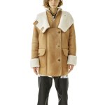 画像2: Oversized Shearling Coat 男女兼用 オーバーサイズ シアリング リアル ムートン 皮革スエード クロップ丈 ロング丈 コート (2)