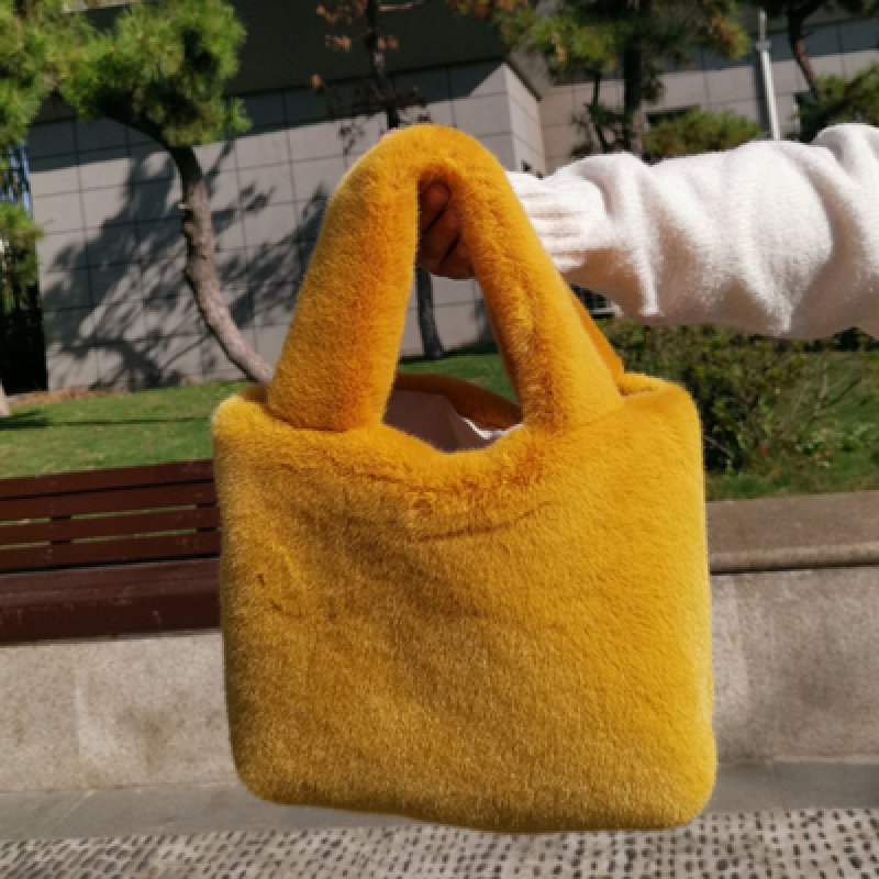画像6: フェイクラビットファー エコファー トート バッグ fake rabbit eco fur tote bag  (6)