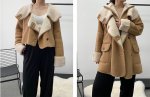 画像3: Oversized Shearling Coat 男女兼用 オーバーサイズ シアリング リアル ムートン 皮革スエード クロップ丈 ロング丈 コート (3)