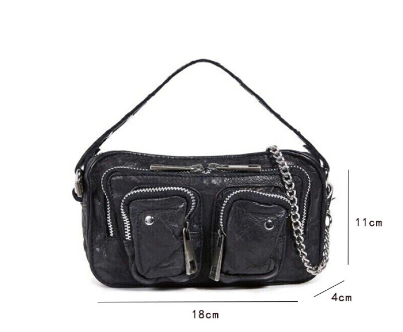 画像9:  small square chain diagonal  bag  レザー ミニ トートショルダー２WAYチェーン バッグ 　 (9)