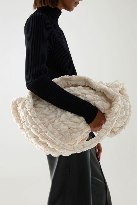 画像5: quilted wrinkled large capacity tote shoulder bag　キルティング絞りアンダーアームキャリングバッグショルダートートバッグ ショッピング　エコバック　 (5)