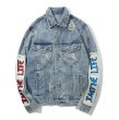 画像2:  Men's street hip-hop bf wind washed light-colored patch denim jacket  men and women メンズ ユニセックス 男女兼用 ストリートアニメ プリントダメージデニムジャケット Gジャン コート (2)