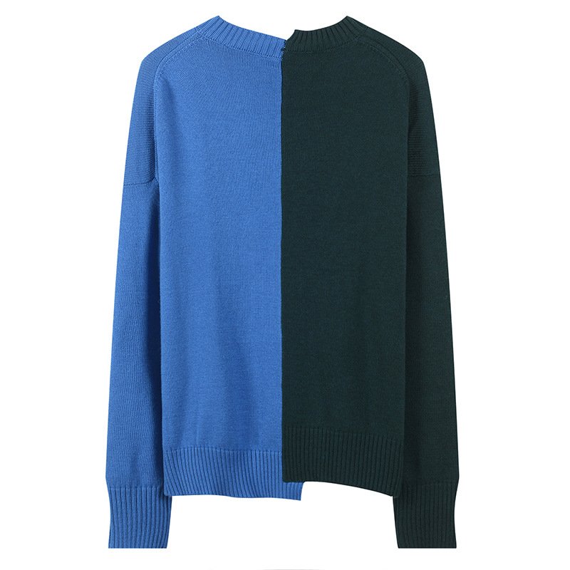 画像2: Women's  Disney's Split Pluto And Goofy Wool Sweater グーフィー プルート イレギュラー アシンメトリー 変形 ドック柄 長袖セーター プルオーバー  (2)