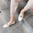 画像4: women's One Pedal All Match Flat Shoes pump  レザーメタルバックルフラットローファーシューズ パンプス (4)