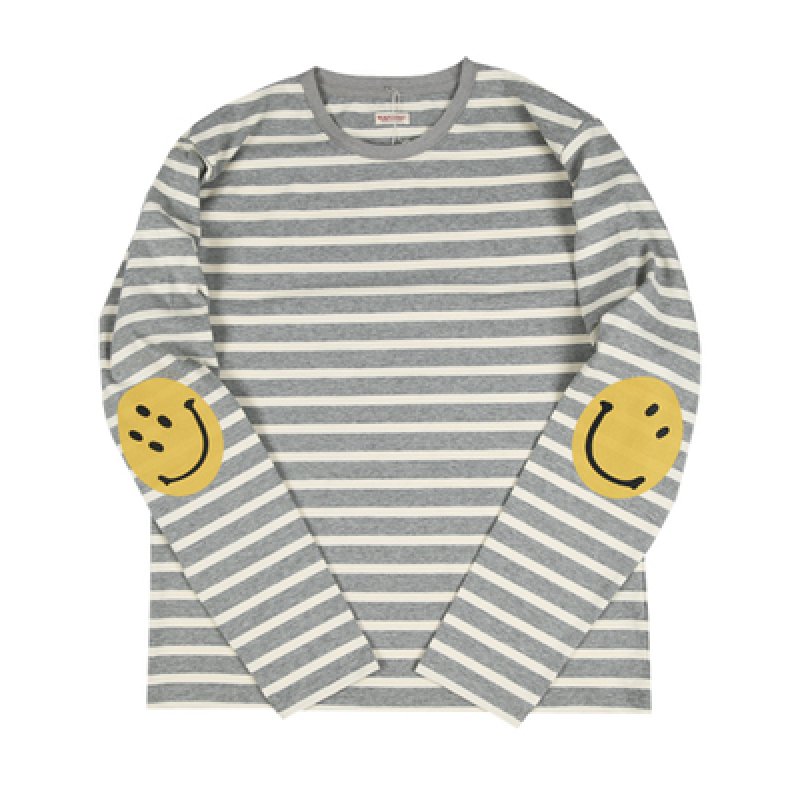 画像2: Double Smile Stripe Long Sleeve T Shirt ダブル スマイリーパッチ ボーダー ロングスリーブTシャツ (2)