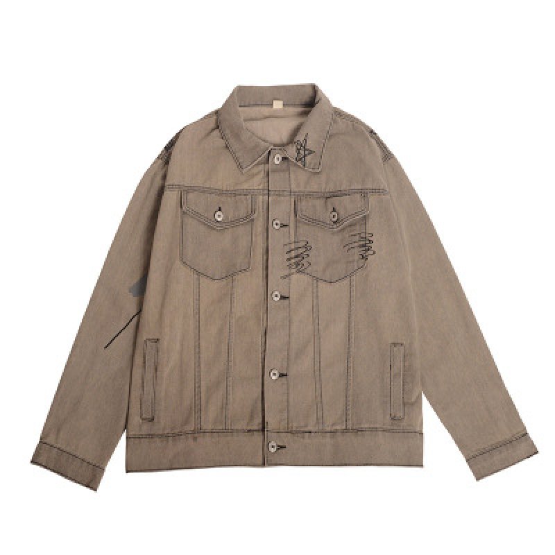 画像2:  Men's bear graffiti denim jacket  men and women メンズ ユニセックス 男女兼用ベアクマグラフィックデニムジャケット Gジャン コート (2)