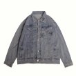 画像3:  Men's bear graffiti denim jacket  men and women メンズ ユニセックス 男女兼用ベアクマグラフィックデニムジャケット Gジャン コート (3)