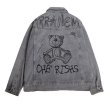 画像1:  Men's bear graffiti denim jacket  men and women メンズ ユニセックス 男女兼用ベアクマグラフィックデニムジャケット Gジャン コート (1)