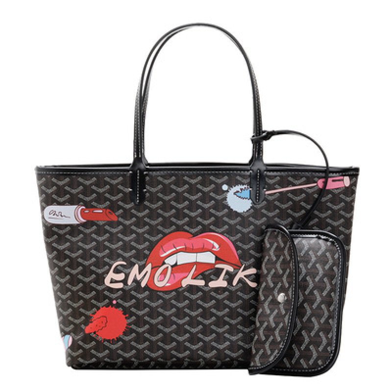 画像2: New EMO graffiti painting elements Cartoon shopping  shoulder portable Tote Bag  ペイント トートショルダーショッピングバッグ (2)