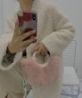 画像4: pearl ring rex rabbit fur grass fur hand carry one shoulder diagonal bag  Tote Bag  パールハンドルもこもこファー トートバッグ (4)