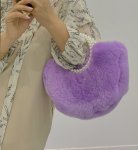 画像3: pearl ring rex rabbit fur grass fur hand carry one shoulder diagonal bag  Tote Bag  パールハンドルもこもこファー トートバッグ (3)