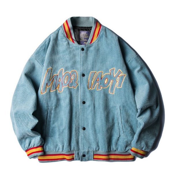 画像1: Men's Corduroy Baseball blouson stadium jumper jacket  men and women メンズ ユニセックス 男女兼用コーデュロイスタジャンスカジャンジャケット コート (1)