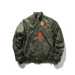 画像2: smiling face love MA1 joint tooling baseball uniform jacket men and women jacket blouson ユニセックス 男女兼用  スマイリーラブジャケット スタジアムジャンパー スタジャン MA-1 ボンバー ジャケット ブルゾン (2)