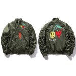 画像1: smiling face love MA1 joint tooling baseball uniform jacket men and women jacket blouson ユニセックス 男女兼用  スマイリーラブジャケット スタジアムジャンパー スタジャン MA-1 ボンバー ジャケット ブルゾン (1)