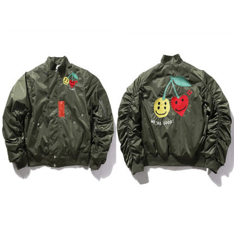 画像1: smiling face love MA1 joint tooling baseball uniform jacket men and women jacket blouson ユニセックス 男女兼用  スマイリーラブジャケット スタジアムジャンパー スタジャン MA-1 ボンバー ジャケット ブルゾン (1)
