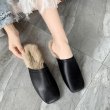 画像6: women's new wild square toe fur slippers Flat Shoes pump  スクエアトゥフラットファースリッパシューズ パンプス (6)