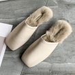 画像3: women's new wild square toe fur slippers Flat Shoes pump  スクエアトゥフラットファースリッパシューズ パンプス (3)