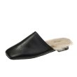 画像1: women's new wild square toe fur slippers Flat Shoes pump  スクエアトゥフラットファースリッパシューズ パンプス (1)