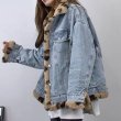 画像3: Double-sided denim reversible leopard fur Jacket Coat    リバーシブルデニム＆レオパードファーカジュアルジャケットGジャン　コート (3)