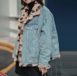 画像6: Double-sided denim reversible leopard fur Jacket Coat    リバーシブルデニム＆レオパードファーカジュアルジャケットGジャン　コート (6)