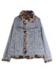 画像7: Double-sided denim reversible leopard fur Jacket Coat    リバーシブルデニム＆レオパードファーカジュアルジャケットGジャン　コート (7)