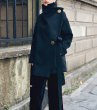 画像4: Big Gold Buckle Black Loose Wool Thick Coat Lace-up Coat Jacket   ビッグゴールドバックルラップコートジャケット (4)