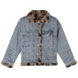 画像1: Double-sided denim reversible leopard fur Jacket Coat    リバーシブルデニム＆レオパードファーカジュアルジャケットGジャン　コート (1)