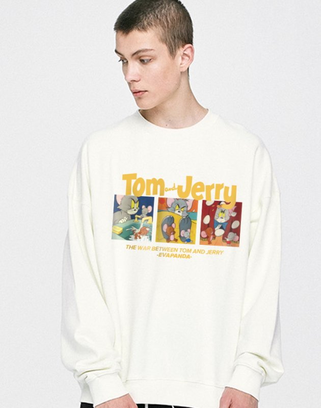 画像2: Tom and Jerry Unisex Hoodie & Pullover loose hooded sweater ユニセックス 男女兼用 トムとジェリートム&ジェリーフーディー パーカー スウェット トレーナー (2)