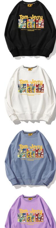 画像9: Tom and Jerry Unisex Hoodie & Pullover loose hooded sweater ユニセックス 男女兼用 トムとジェリートム&ジェリーフーディー パーカー スウェット トレーナー (9)
