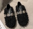 画像4: women's Hairy fur  Flat Shoes pump  フラットファービジュー付きパンプス スリッパシューズ  (4)