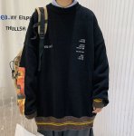 画像2: Cable Knit Sunflowers＆Van Gogh Pullover Sweaters Unisex Pullover loose sweater ユニセックス 男女兼用ゴッホひまわりニットセーター　プルオーバー  (2)